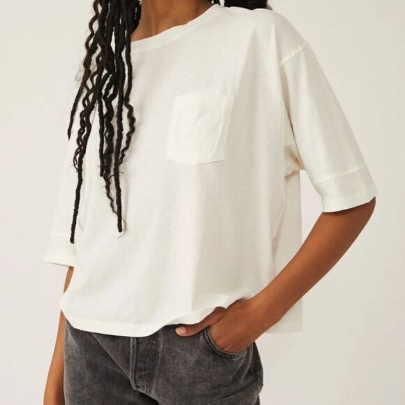 FREE PEOPLE We The Free ALISSA TEE - IVORY 5140 size Large - Picture 1 of 6
